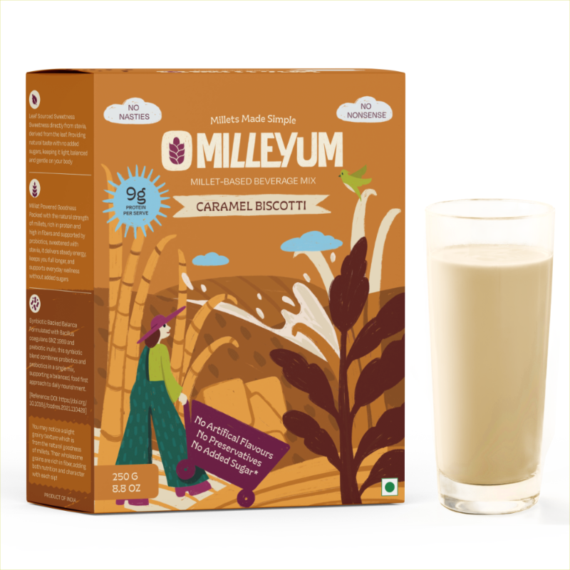 Caramel Biscotti Drink No Added Sugar High Protein Millet Mix That Actually Tastes Good