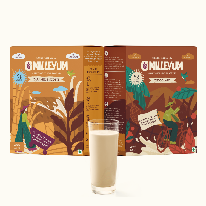 Chocolate and Caramel Drink Combo No Added Sugar High Protein Millet Mix That Actually Tastes Good